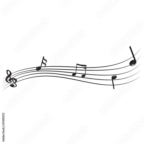 Isolated pentagram with musical notes, Vector illustration