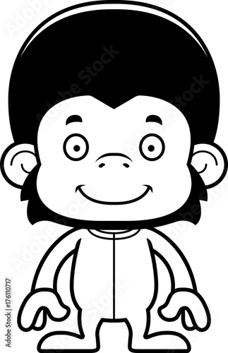 Cartoon Smiling Chimpanzee In Pajamas