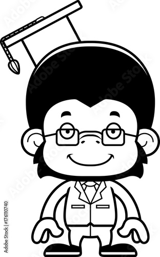 Cartoon Smiling Teacher Chimpanzee