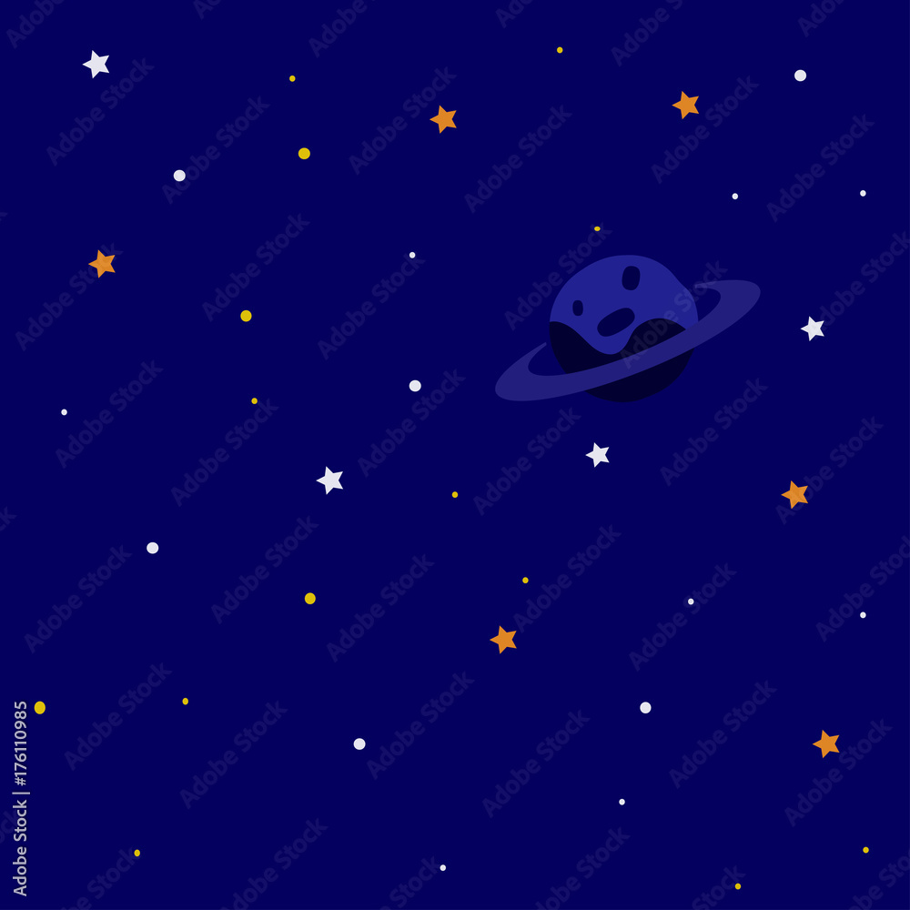 Space background with planet, starry sky Vector illustration