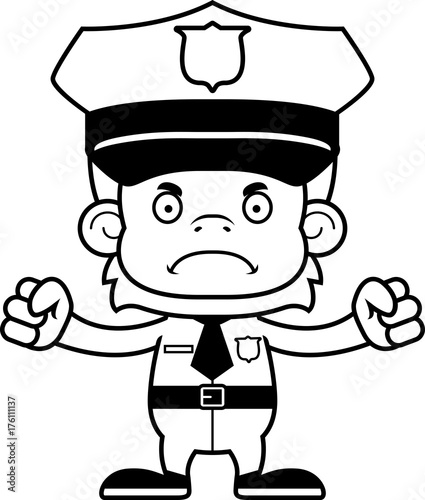 Cartoon Angry Police Officer Orangutan