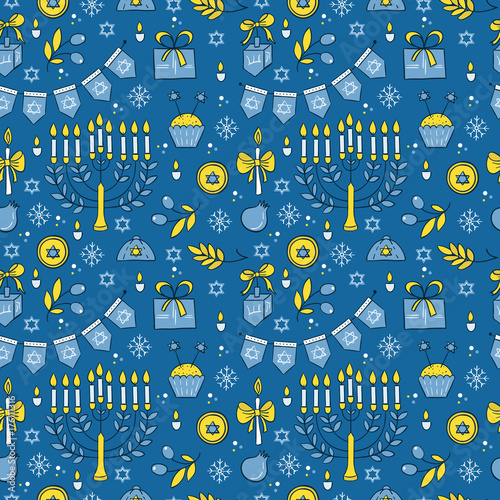 Hanukkah seamless pattern photo