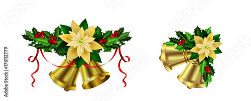 Christmas decoration evergreen trees and bell