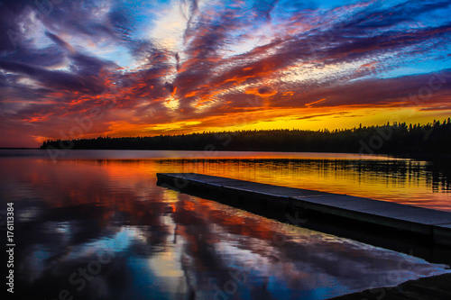 Clear Lake at sunset. Riding Mountain National Park