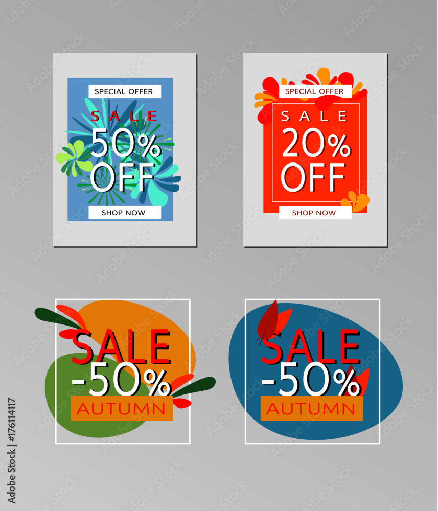 Collection of sale banners.