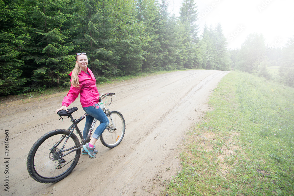 woman travel on bicycle