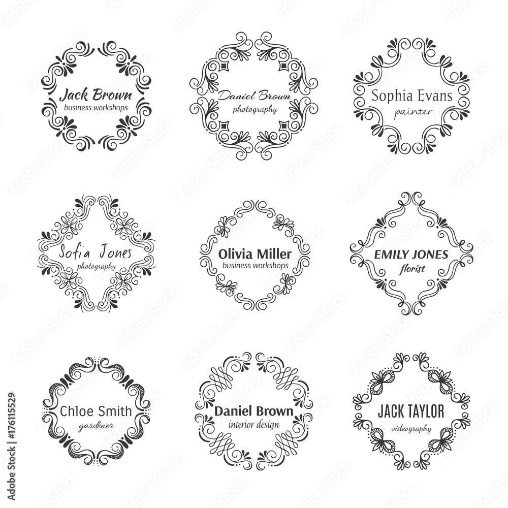 Flower hand sketched shapes for branding Flower hand sketched shapes for branding