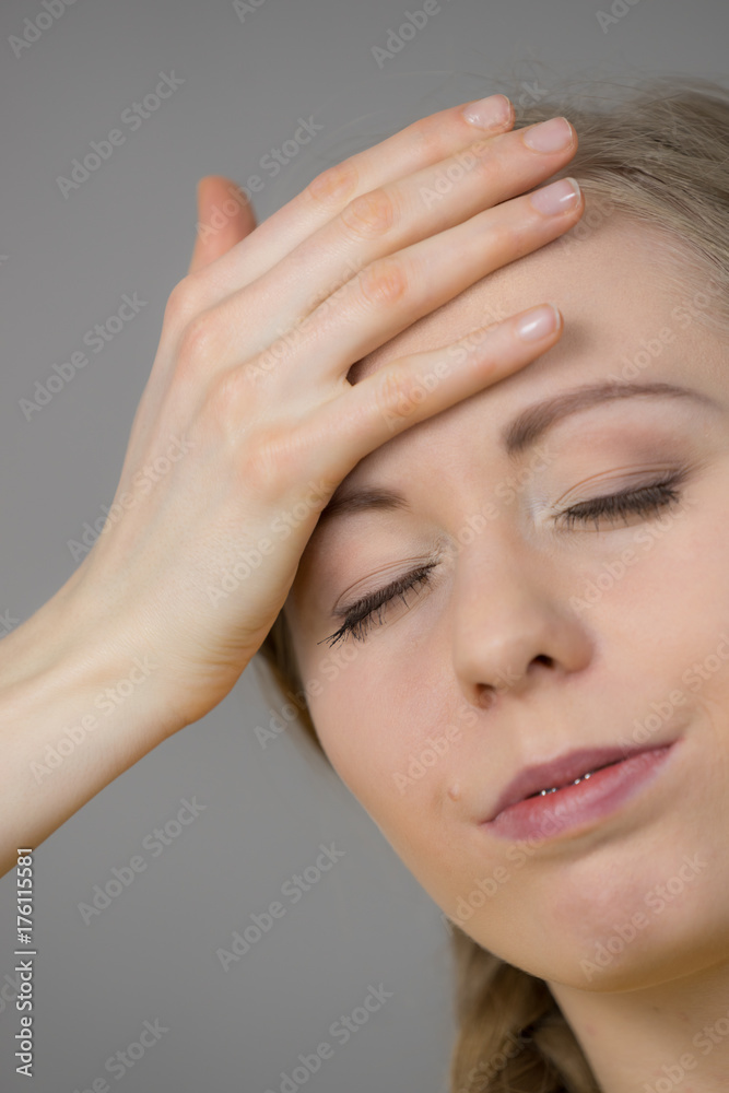 Woman having head ache Woman having head ache