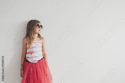 Portrait of young girl looking other side photo