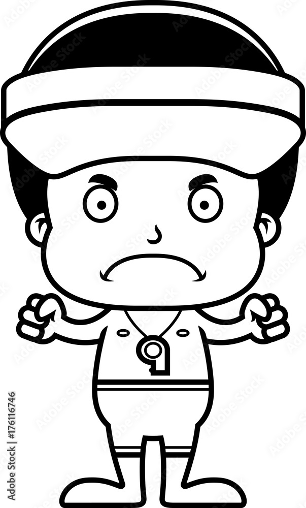 Cartoon Angry Lifeguard Boy