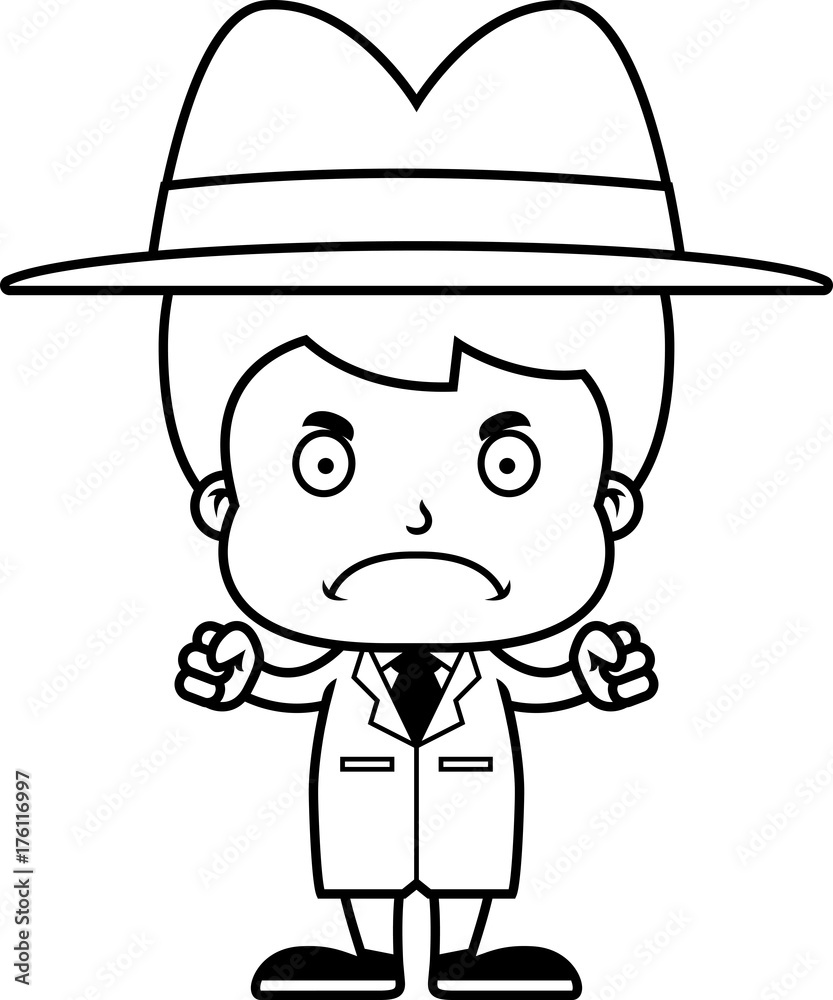 Cartoon Angry Detective Boy