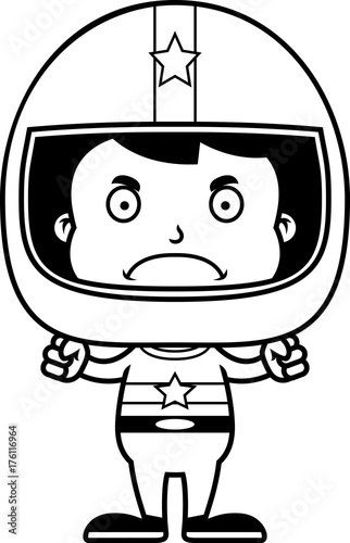 Cartoon Angry Race Car Driver Boy