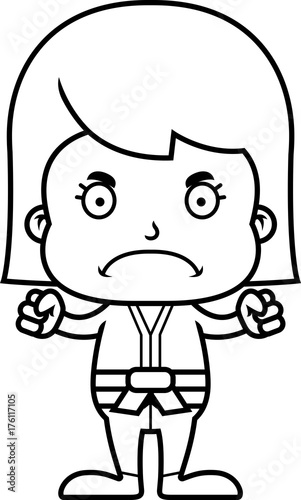 Cartoon Angry Karate Girl
