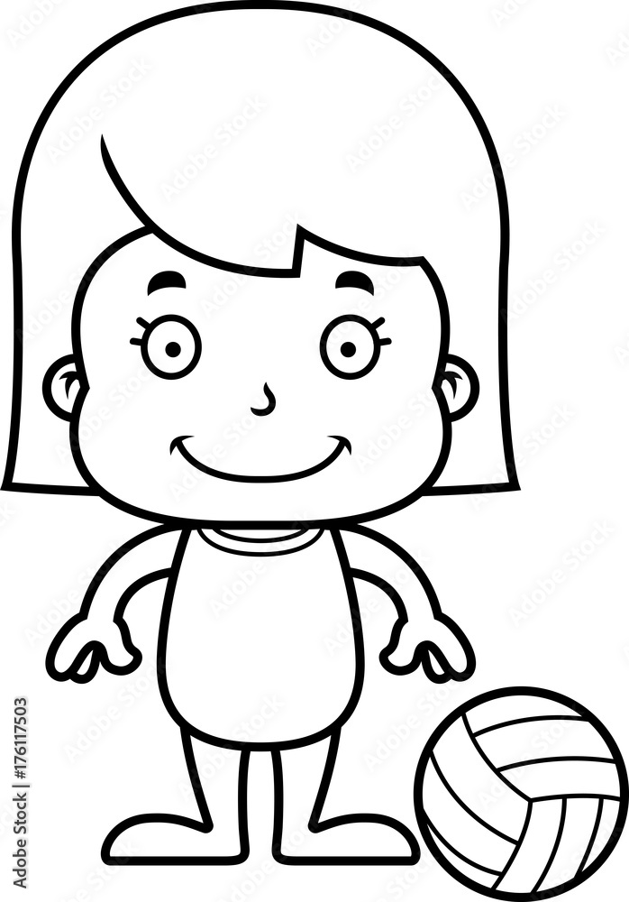 Cartoon Smiling Beach Volleyball Player Girl Cartoon Smiling Beach Volleyball Player Girl