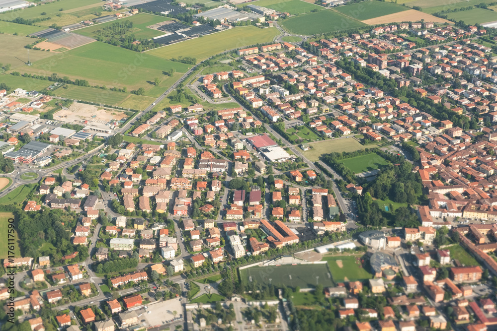 Aerial view of the land, seen from above.