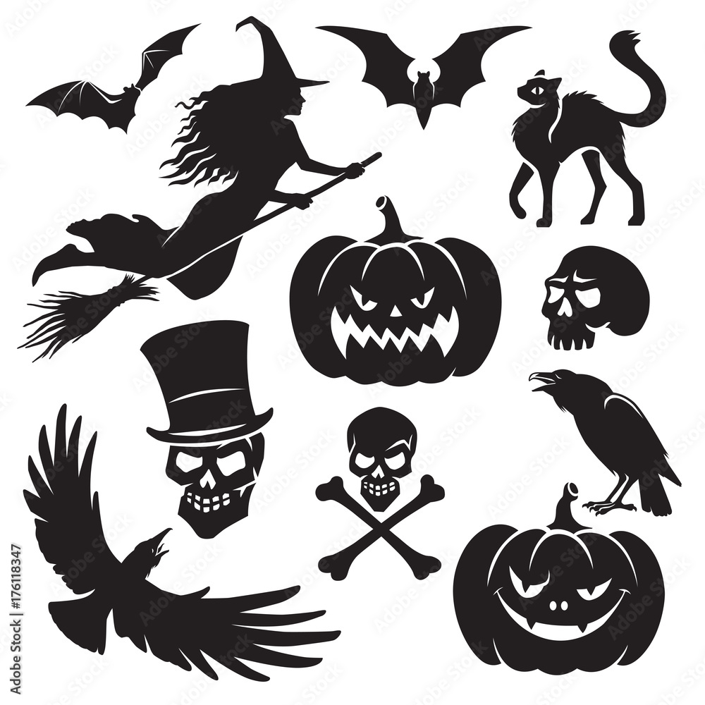 Fototapeta premium Halloween silhouette set