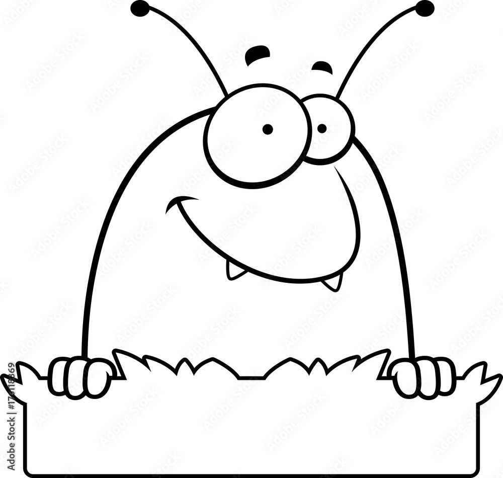 Fototapeta premium Cartoon Flea Grass Sign