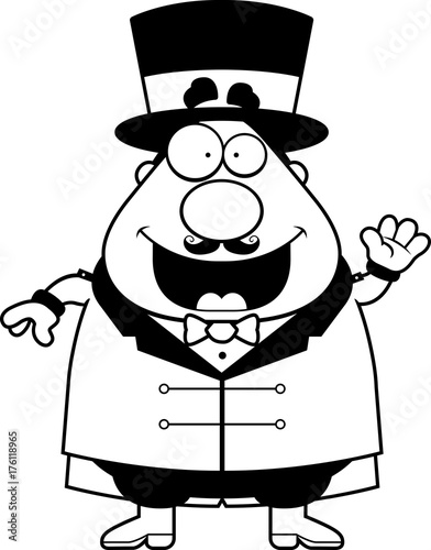 Cartoon Circus Ringmaster Waving