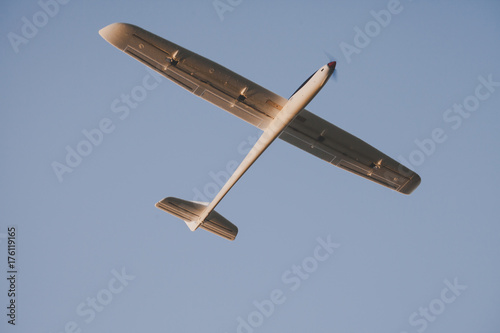 RC glider flying in the blue sky