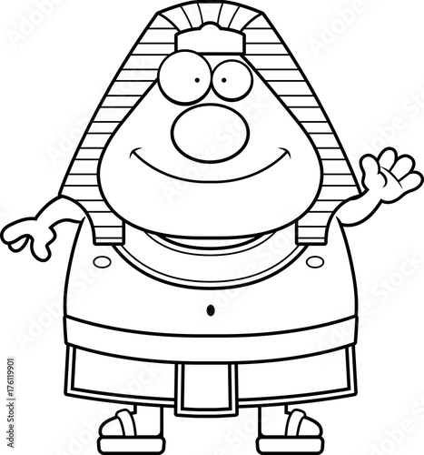 Cartoon Egyptian Pharaoh Waving