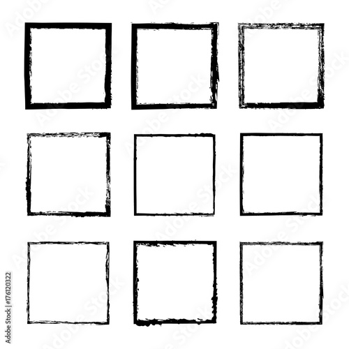Vector set of square drawn with ink frame 4