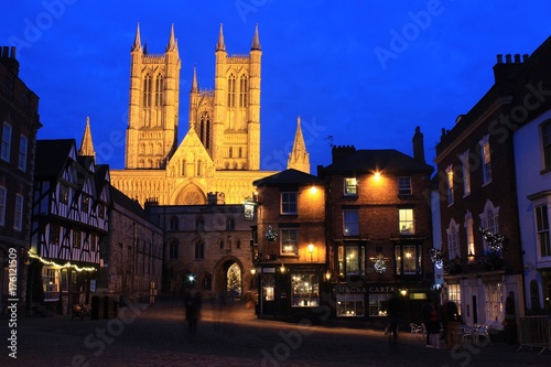 Lincoln Cathedral, by night.