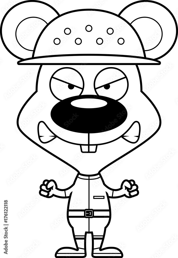 Obraz premium Cartoon Angry Zookeeper Mouse