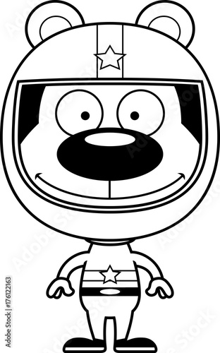 Cartoon Smiling Race Car Driver Bear