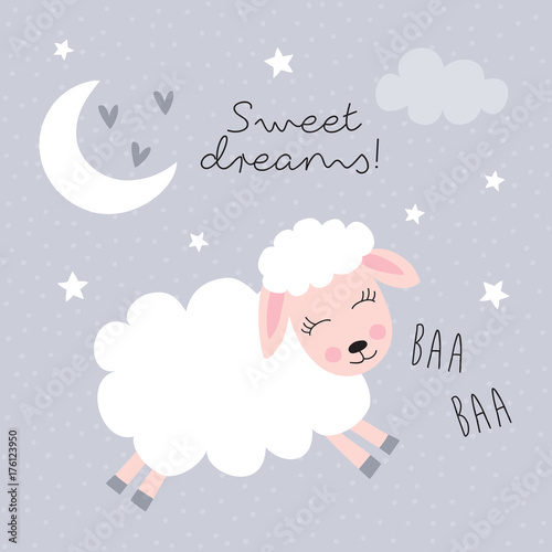 sweet dreams sheep vector illustration