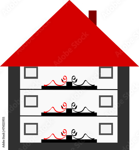 Telefonierende Strichmännchen im Haus