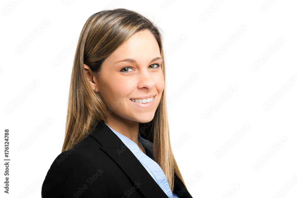 Smiling business woman isolated on white Smiling business woman isolated on white