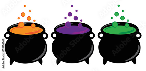 Happy Halloween Witches Cauldrons photo
