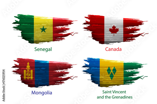 set smear paint of flag on white background