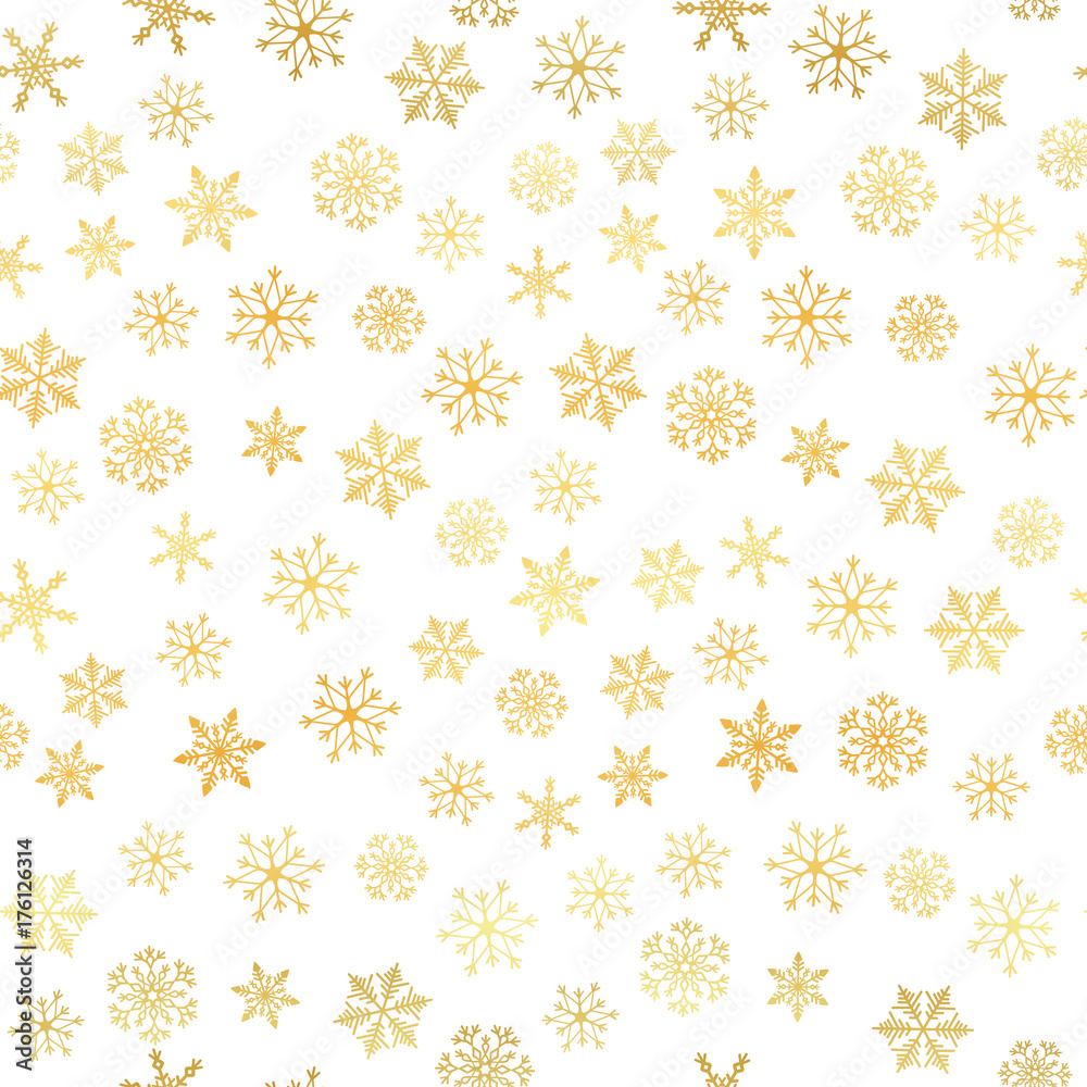Golden snowflake. Snowflake simple seamless pattern. Abstract wallpaper, wrapping decoration. Symbol of winter, Merry Christmas holiday, Happy New Year celebration Vector illustration Golden snowflake. Snowflake simple seamless pattern. Abstract wallpaper, wrapping decoration. Symbol of winter, Merry Christmas holiday, Happy New Year celebration Vector illustration