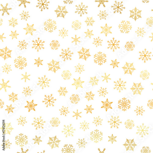 Wallpaper Mural Golden snowflake. Snowflake simple seamless pattern. Abstract wallpaper, wrapping decoration. Symbol of winter, Merry Christmas holiday, Happy New Year celebration Vector illustration Torontodigital.ca