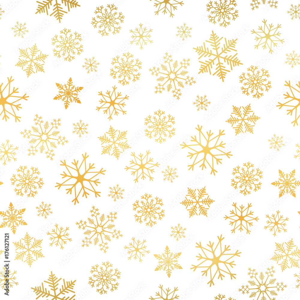 Golden snowflake. Snowflake simple seamless pattern. Abstract wallpaper, wrapping decoration. Symbol of winter, Merry Christmas holiday, Happy New Year celebration Vector illustration Golden snowflake. Snowflake simple seamless pattern. Abstract wallpaper, wrapping decoration. Symbol of winter, Merry Christmas holiday, Happy New Year celebration Vector illustration
