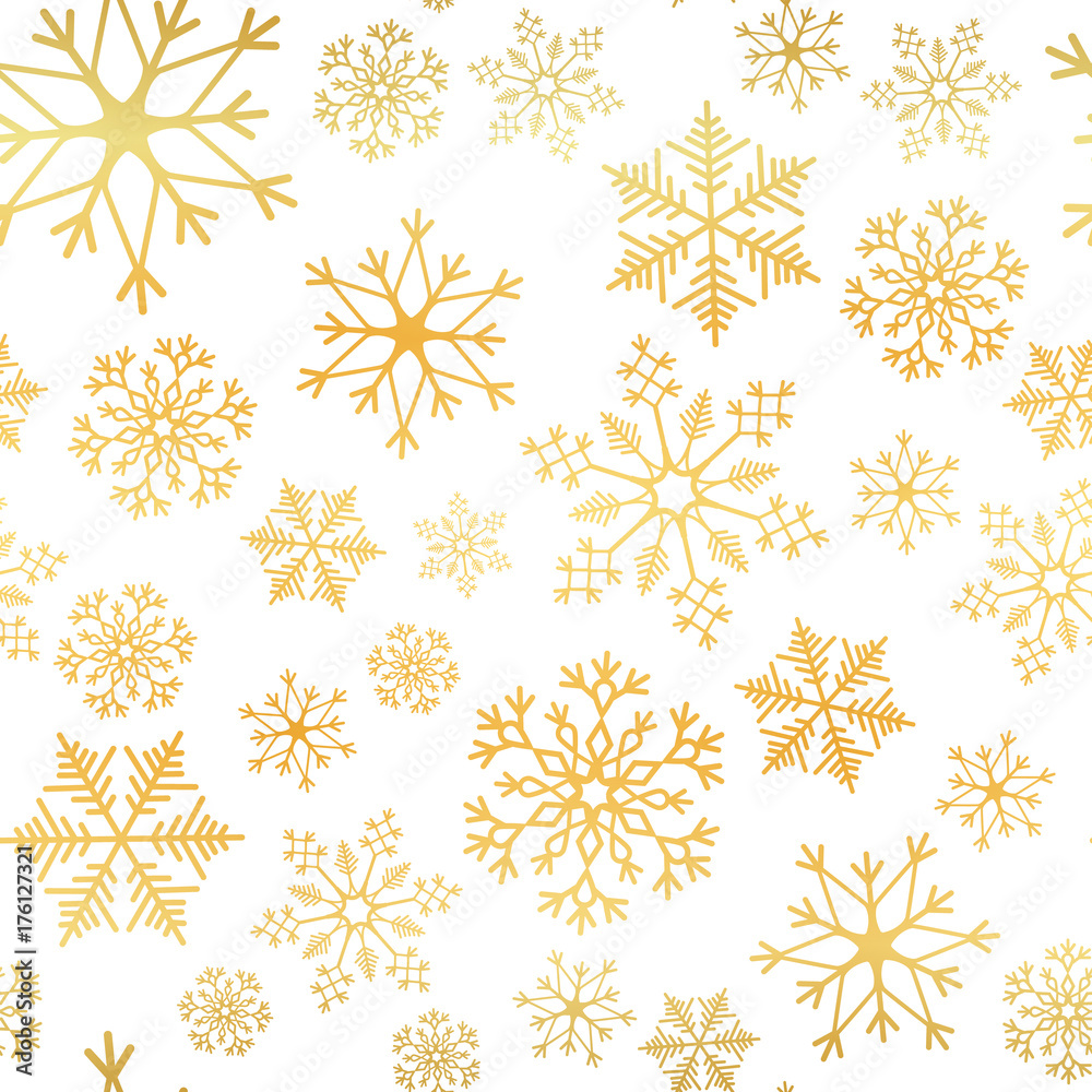 Golden snowflake. Snowflake simple seamless pattern. Abstract wallpaper, wrapping decoration. Symbol of winter, Merry Christmas holiday, Happy New Year celebration Vector illustration Golden snowflake. Snowflake simple seamless pattern. Abstract wallpaper, wrapping decoration. Symbol of winter, Merry Christmas holiday, Happy New Year celebration Vector illustration