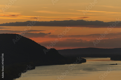 sunset in autumn by Danube