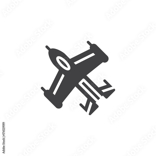Jet fighter plane icon vector  filled flat sign  solid pictogram isolated on white. Symbol  logo illustration.
