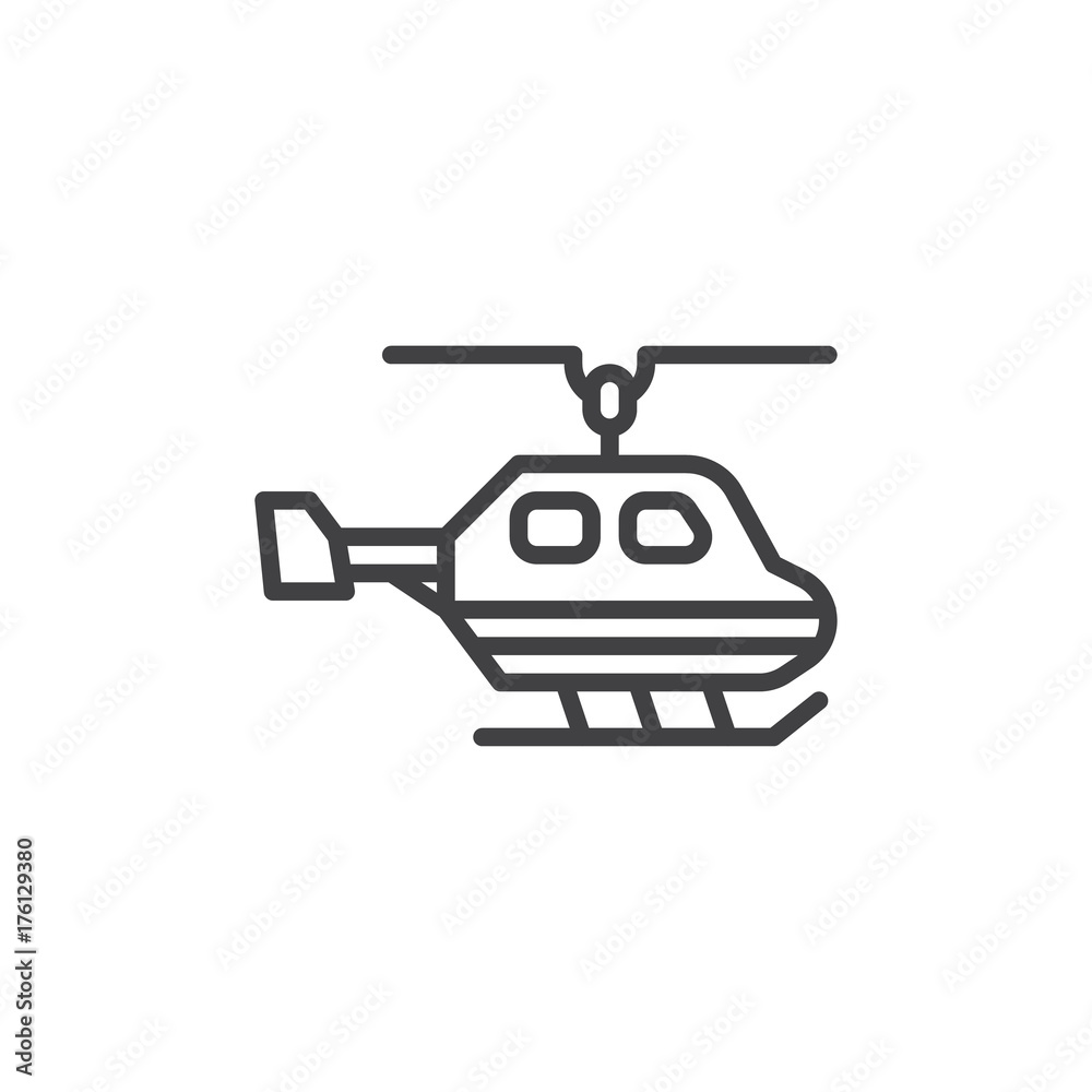 Helicopter line icon, outline vector sign, linear style pictogram isolated on white. Chopper copter symbol, logo illustration. Editable stroke Helicopter line icon, outline vector sign, linear style pictogram isolated on white. Chopper copter symbol, logo illustration. Editable stroke