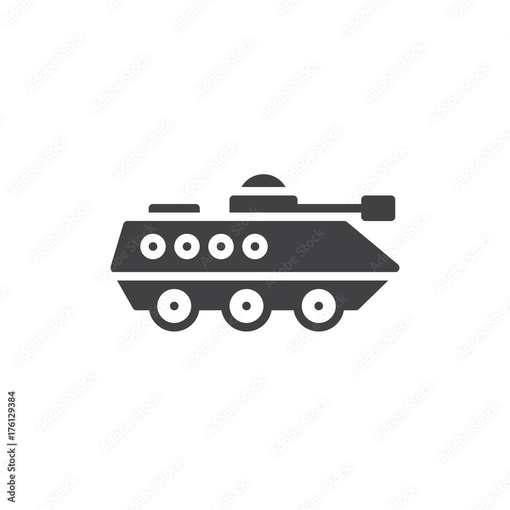 Amphibious military vehicle icon vector, filled flat sign, solid pictogram isolated on white. Infantry armored vehicle symbol, logo illustration. Amphibious military vehicle icon vector, filled flat sign, solid pictogram isolated on white. Infantry armored vehicle symbol, logo illustration.
