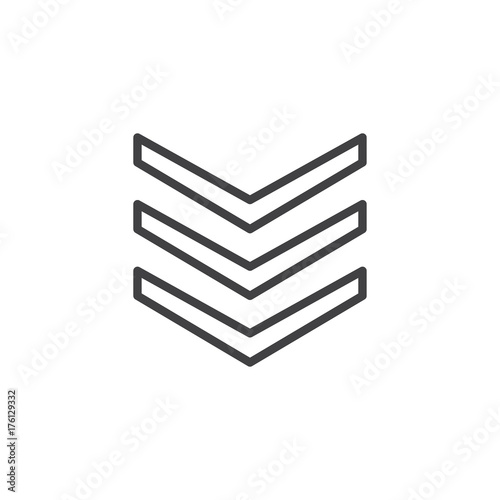 Rank shoulder straps line icon, outline vector sign, linear style pictogram isolated on white. Symbol, logo illustration. Editable stroke