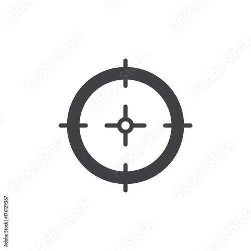 Aim icon vector, filled flat sign, solid pictogram isolated on white. Target symbol, logo illustration.