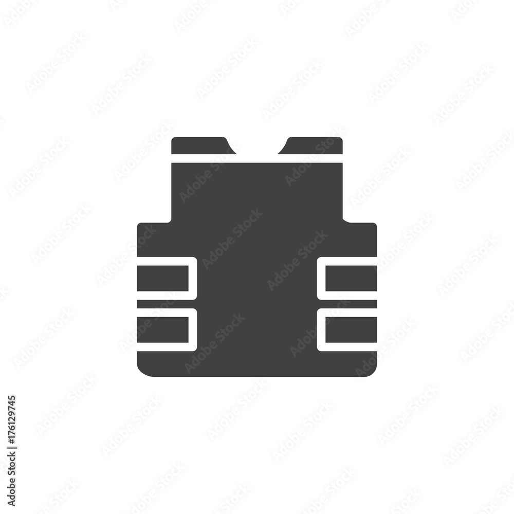Bulletproof vest icon vector, filled flat sign, solid pictogram isolated on white. Flak jacket symbol, logo illustration. Bulletproof vest icon vector, filled flat sign, solid pictogram isolated on white. Flak jacket symbol, logo illustration.