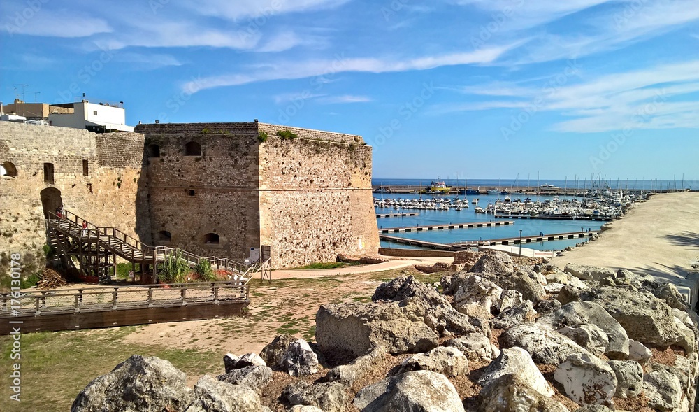 Italy, Salento: Castle and sea of Otranto.