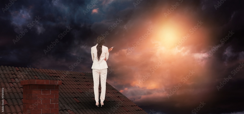 Composite image of thinking businesswoman Composite image of thinking businesswoman