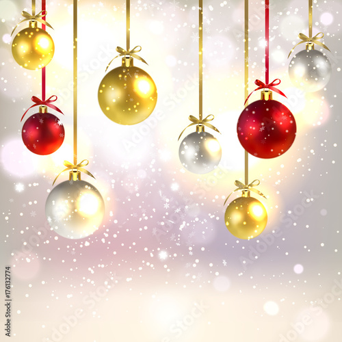 Christmas Greeting Card with Shiny Christmas Balls