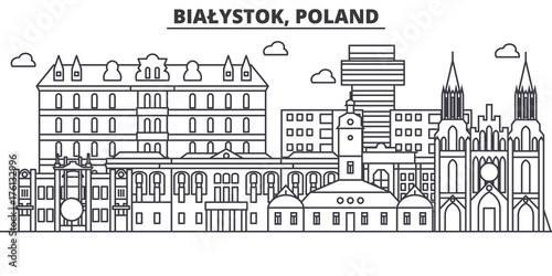 Картината върху платно Poland, Bialystok architecture line skyline illustration