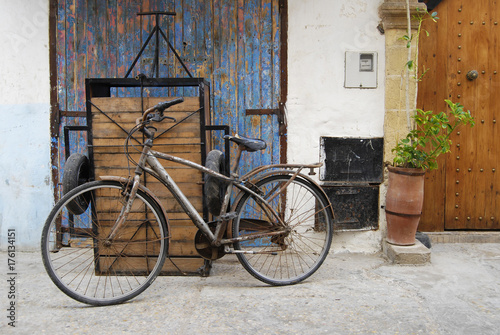 Rusty bicycle on a street of medina