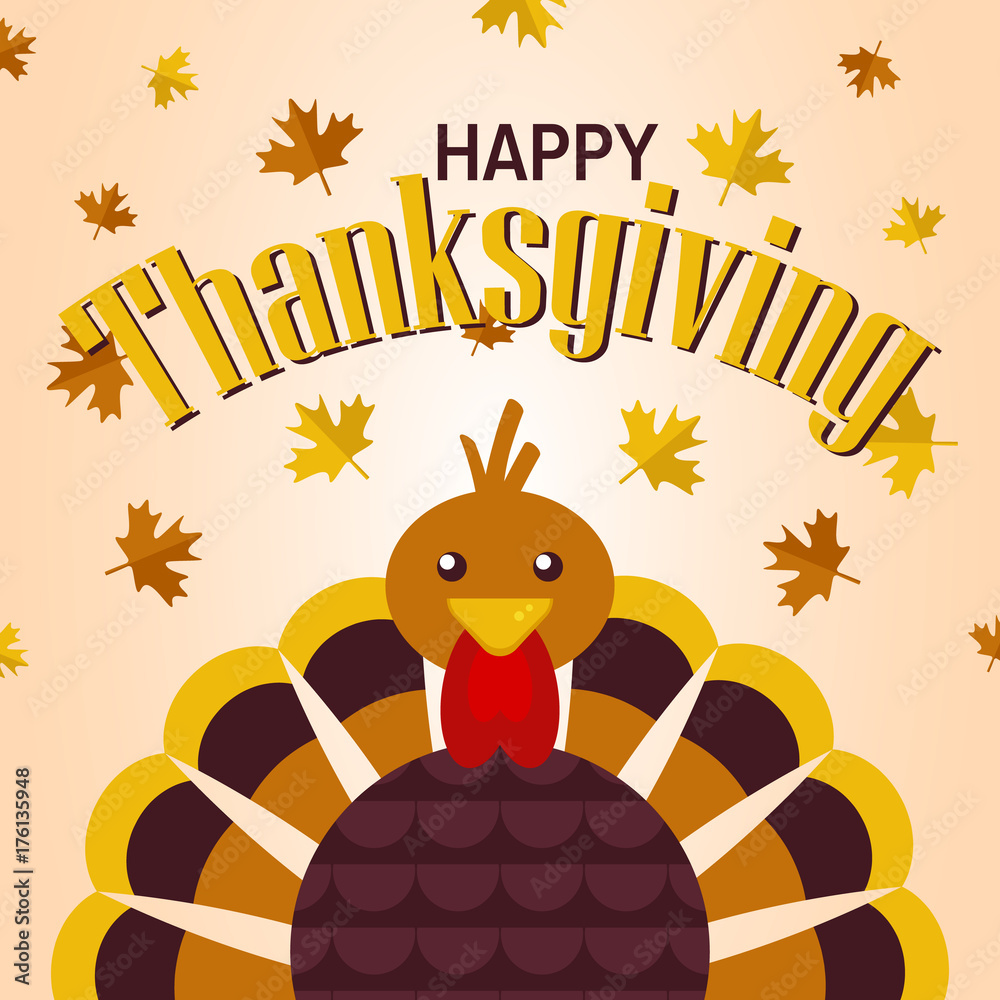 Thanksgiving turkey. Happy Thanksgiving Day. Stock Vector